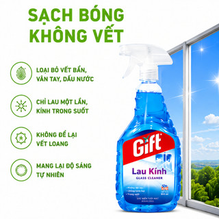 Nước Lau Kính Gift Chống Bám Bụi Không Để Lại Vệt GD347 - Dung Dịch Lau Kính Gift Glass Cleaner