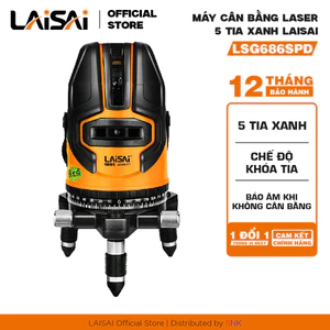Máy cân bằng laser 5 tia xanh LAISAI LSG686SPD chính hãng tự cân bằng 20–30m khóa tia nghiêng, BH 12 THÁNG