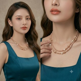 [N1078] Vòng Cổ Dây Chuyền, Chuỗi Hạt Ngọc Trai Nhân Tạo Trắng Kem Sang Trọng - DAISYN