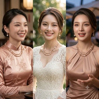 [N1078] Vòng Cổ Dây Chuyền, Chuỗi Hạt Ngọc Trai Nhân Tạo Trắng Kem Sang Trọng - DAISYN