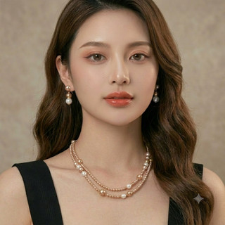 [N1078] Vòng Cổ Dây Chuyền, Chuỗi Hạt Ngọc Trai Nhân Tạo Trắng Kem Sang Trọng - DAISYN