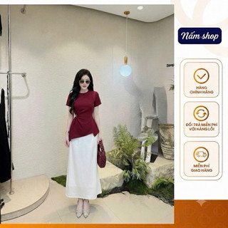 Áo Kiểu Công Sở Nữ Thiết Kế Xếp Ly Chéo Dáng Peplum A2506