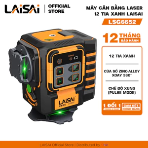 Máy Cân Bằng Laser 12 Tia Chuyên Nghiệp LAISAI LSG6652 – Thi Công Lát Gạch & Nội Thất, 2 pin, quét 360 độ, BH 12 tháng