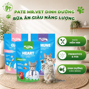 Pate Cho Mèo MR.VET 70G – Thức Ăn Ướt Giàu Thịt, Dễ Ăn, Hỗ Trợ Tiêu Hóa, Bổ Sung Dinh Dưỡng (Cho Mèo Từ 2 Tháng)