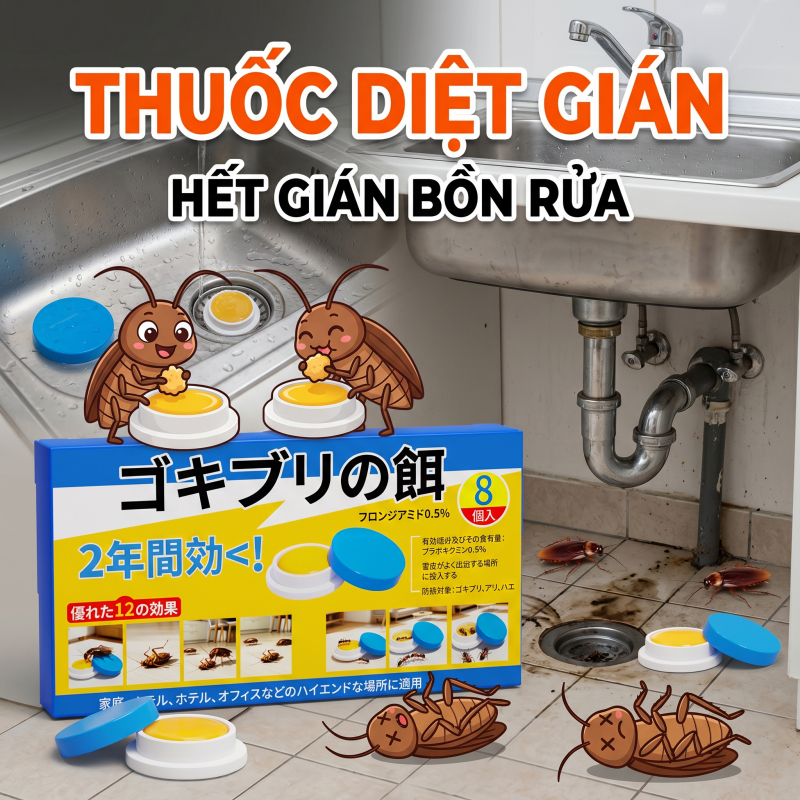 🪳 Bả diệt gián hiệu quả cao 8 viên/hộp, công thức mạnh, thấy 1 con diệt cả tổ gián