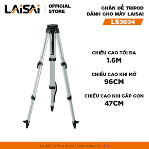 Chân Đế Tripod Nhẹ Gọn cao 1.6M LS3034, có tay quay thuận tiện dành cho máy Laser LaiSai