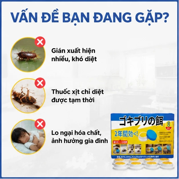 🪳 Bả diệt gián hiệu quả cao 8 viên/hộp, công thức mạnh, thấy 1 con diệt cả tổ gián