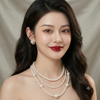 [ DAISYN ] N452 dây chuyền ngọc trai vòng cổ ngọc trai , dây chuyền hạt Ngọc 3 tầng