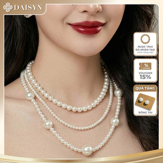 [ DAISYN ] N452 dây chuyền ngọc trai vòng cổ ngọc trai , dây chuyền hạt Ngọc 3 tầng