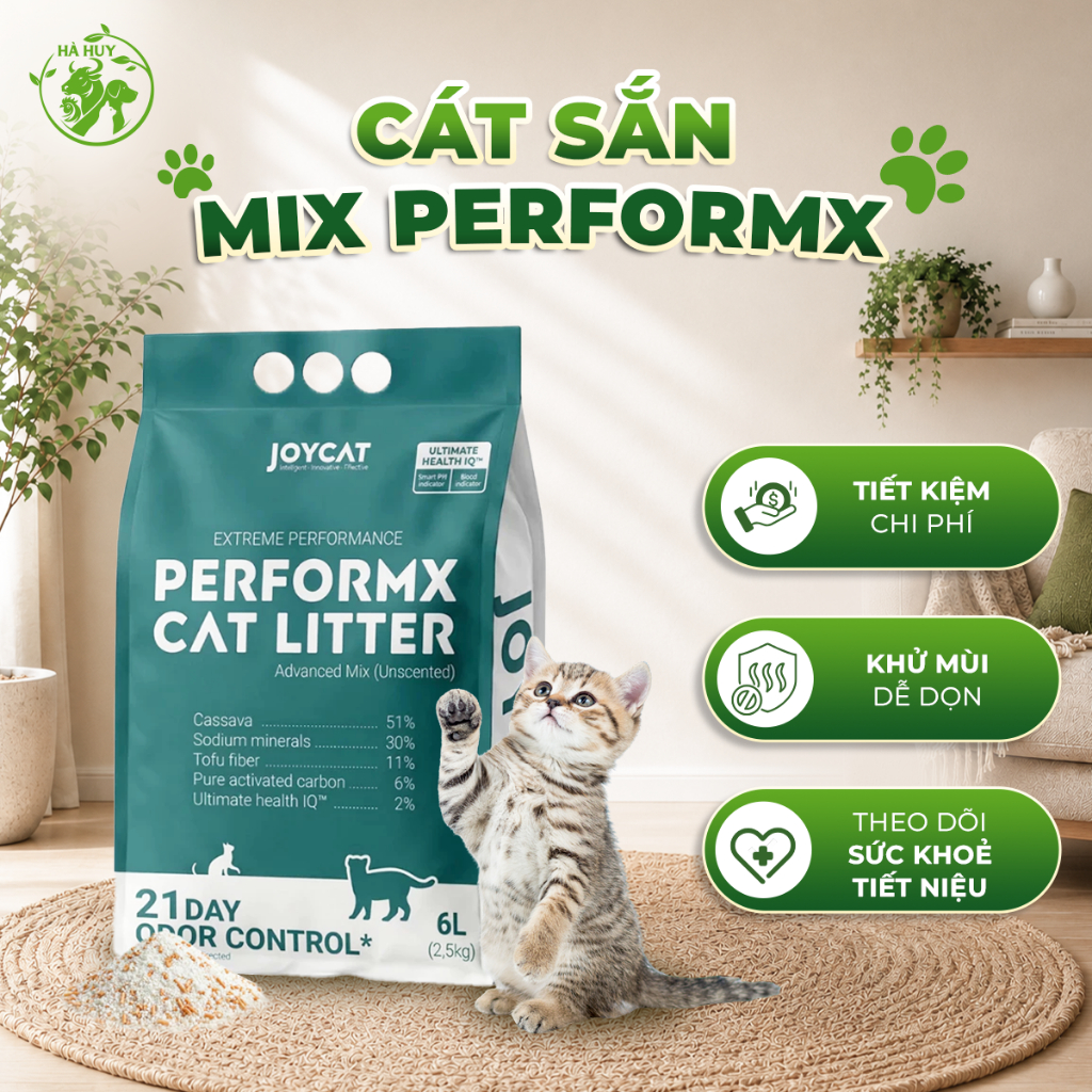 Cát Sắn Vệ Sinh Mèo JOYCAT PerformX 2.5KG – Vón Cục Siêu Nhanh, Khử Mùi 21 Ngày, Không Bụi