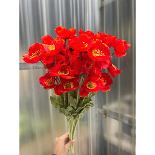 Hoa Anh Túc Giả 60cm 4 Nhánh 4 Bông Trang Trí Nhà Cửa Tiệc Cưới