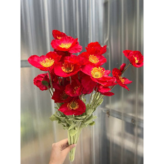 Hoa Anh Túc Giả 60cm 4 Nhánh 4 Bông Trang Trí Nhà Cửa Tiệc Cưới