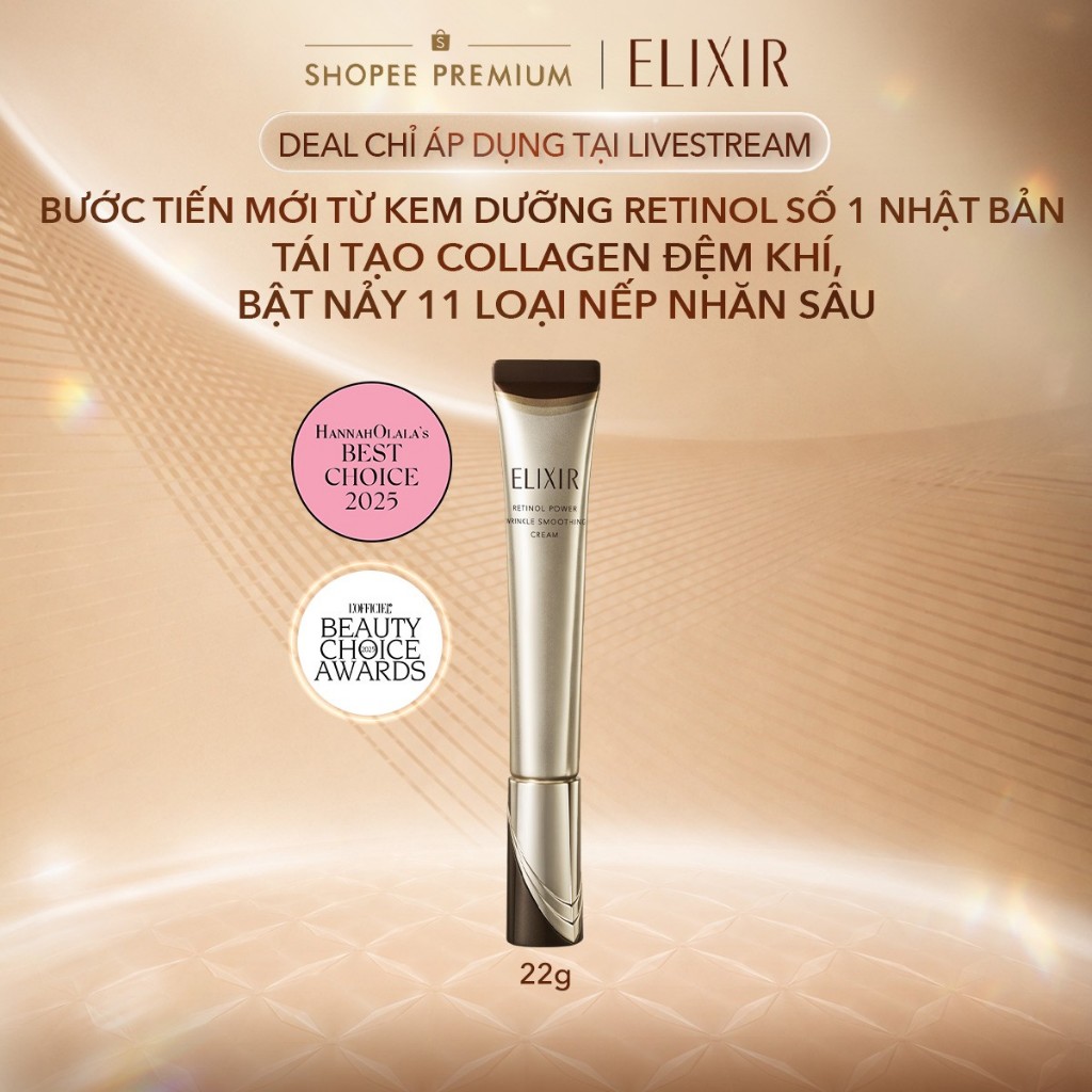 (KOL Live) Kem dưỡng da cải thiện nếp nhăn sâu vùng Mắt - Môi - Mặt ELIXIR RETINOL POWER WRINKLE SMOOTHING CR