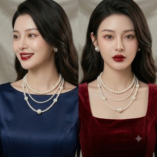 [ DAISYN ] N452 dây chuyền ngọc trai vòng cổ ngọc trai , dây chuyền hạt Ngọc 3 tầng