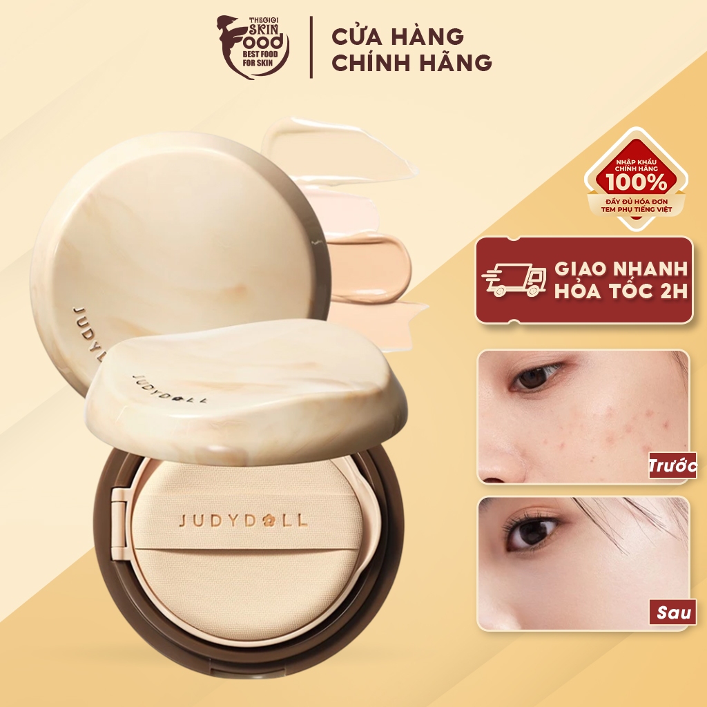 Phấn Nước Judydoll Che Phủ, Kiềm Dầu Lâu Trôi Judydoll Long Wearing Cushion 14g (Ver 2.0) ThegioiSkinfood