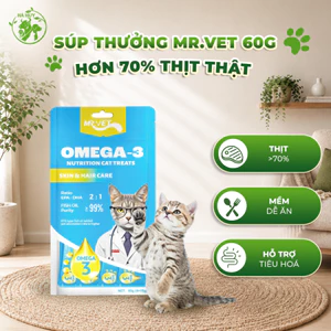 Súp Thưởng Cho Mèo MR.VET 4 Thanh – Snack Mèo Dạng Súp, Mềm Dễ Ăn, Bổ Sung Độ Ẩm, Cho Mèo Từ 4 Tháng