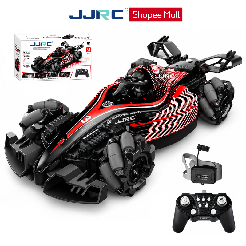 Xe điều khiển từ xa JJRC phun khói - Điều khiển đeo tay, xoay 360°, pin Sạc USB, quà tặng cho bé