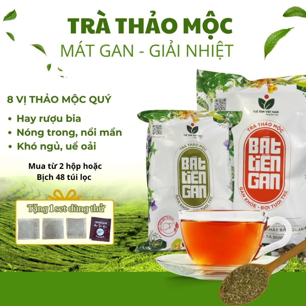 Trà Bảo Vệ Gan Bát Tiên Gan có Cà Gai Leo 144 Túi Lọc - Trà Mát Gan Thanh lọc cơ thể Giải Rượu Thải Độc Hỗ Trợ Tiêu Hóa