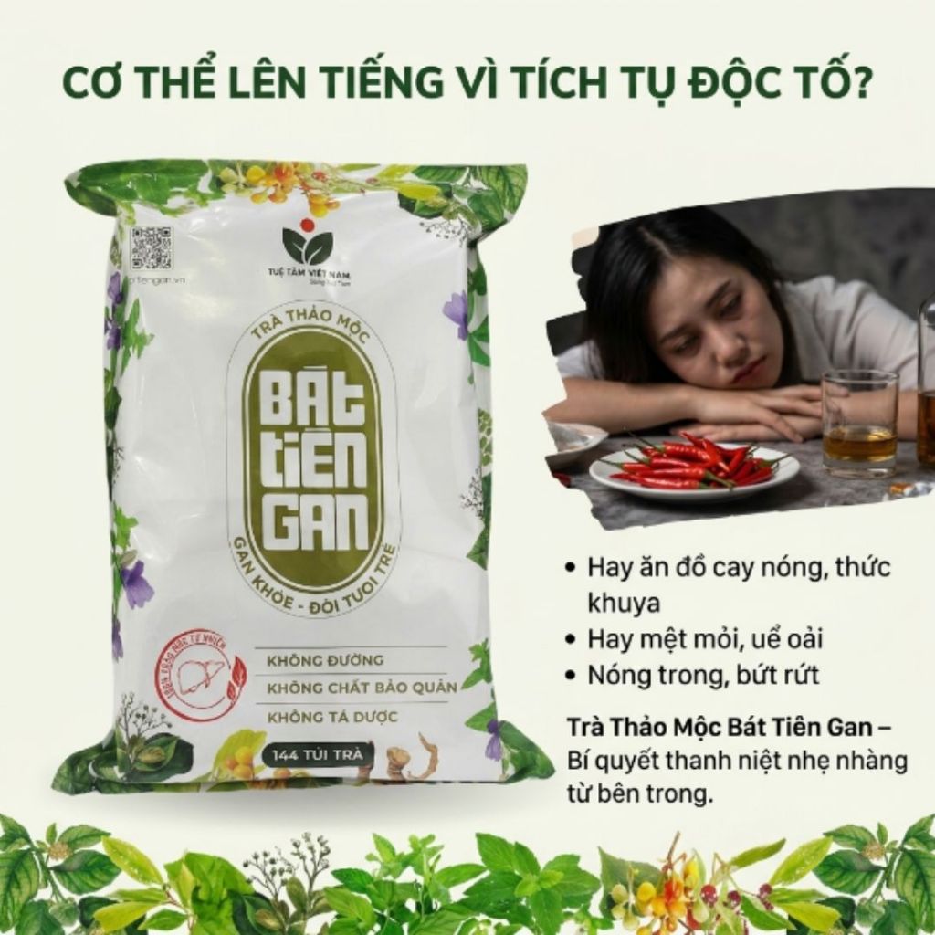 Trà Bảo Vệ Gan Bát Tiên Gan có Cà Gai Leo 144 Túi Lọc - Trà Mát Gan Thanh lọc cơ thể Giải Rượu Thải Độc Hỗ Trợ Tiêu Hóa