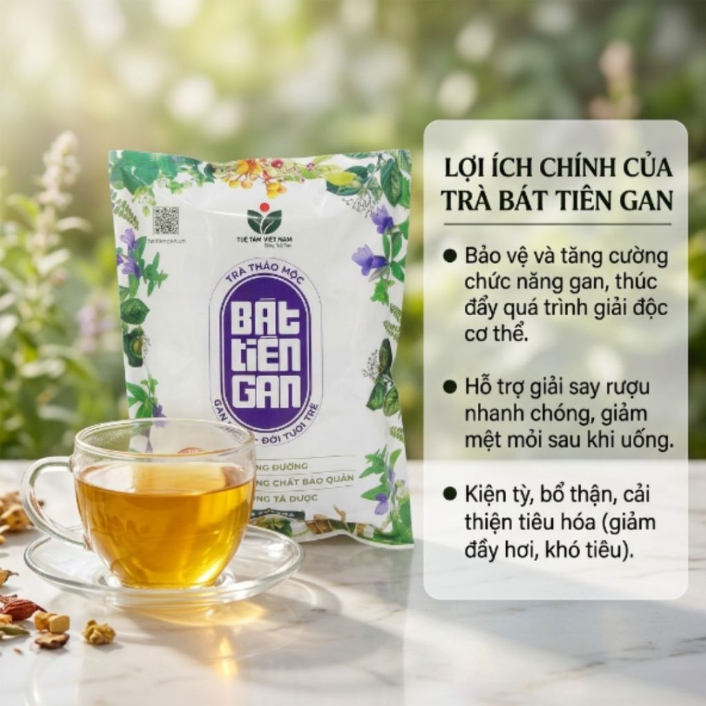 Trà Bảo Vệ Gan Bát Tiên Gan có Cà Gai Leo 144 Túi Lọc - Trà Mát Gan Thanh lọc cơ thể Giải Rượu Thải Độc Hỗ Trợ Tiêu Hóa