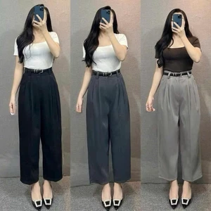 Quần Baggy Nữ Lưng Cao (Chất Gold Nhật) Mềm Mịn - Dáng Thụng Dài Tôn Dáng Dễ Phối Đồ
