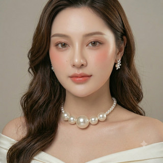 [NgocDaisy] N391 choker Phụ kiện trang sức ngọc nhân tạo đá lớn, chuỗi ngọc nhân tạo đá, chuỗi chuỗi ngọc nhân tạo đá