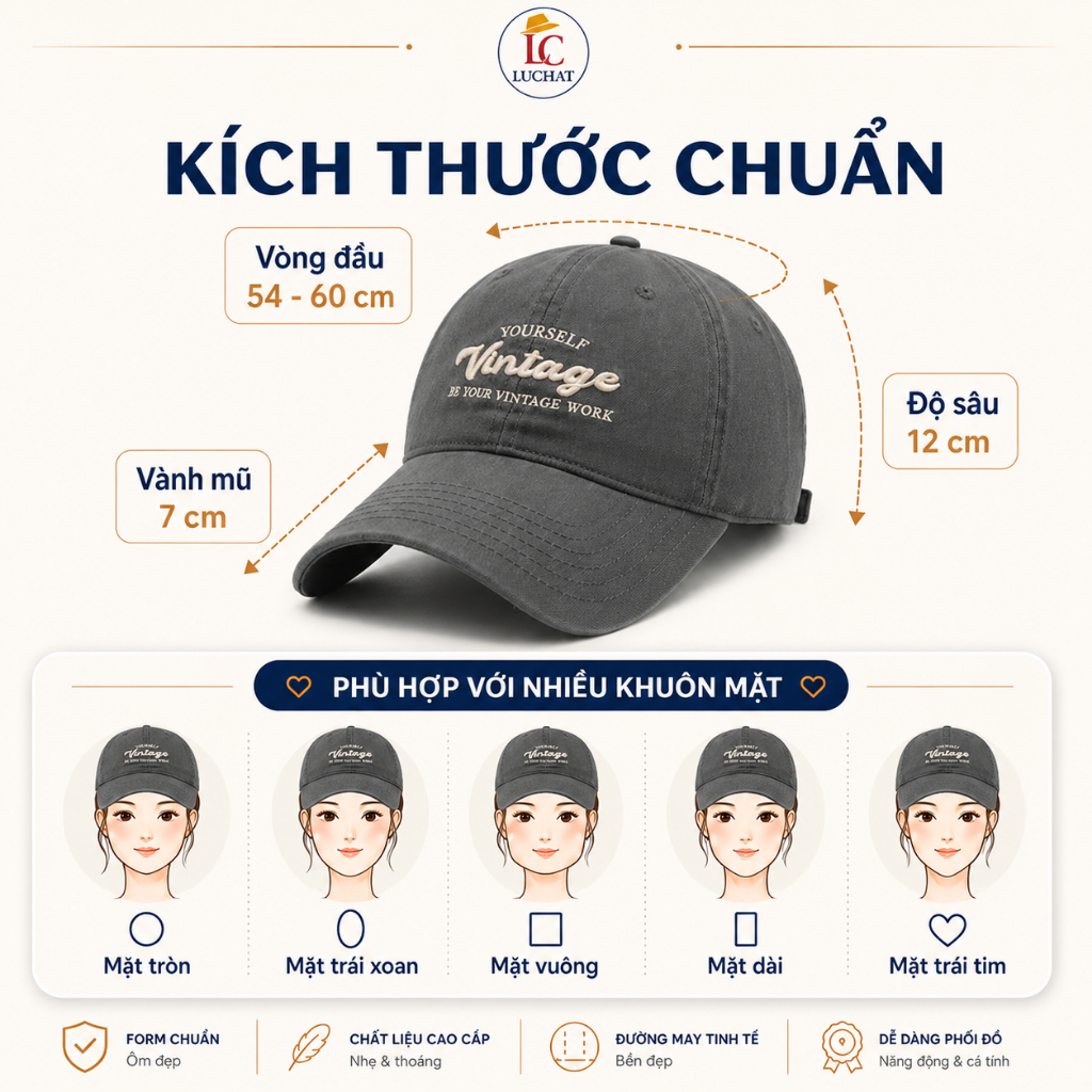 [XẢ HẢNG - GIÁ SỐC] Mũ lưỡi trai nam nữ thời trang, chất vải kaki mềm mịn, có khuy điều chỉnh phong cách Hàn Quốc