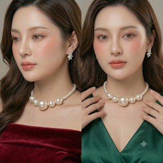 [NgocDaisy] N391 choker Phụ kiện trang sức ngọc nhân tạo đá lớn, chuỗi ngọc nhân tạo đá, chuỗi chuỗi ngọc nhân tạo đá