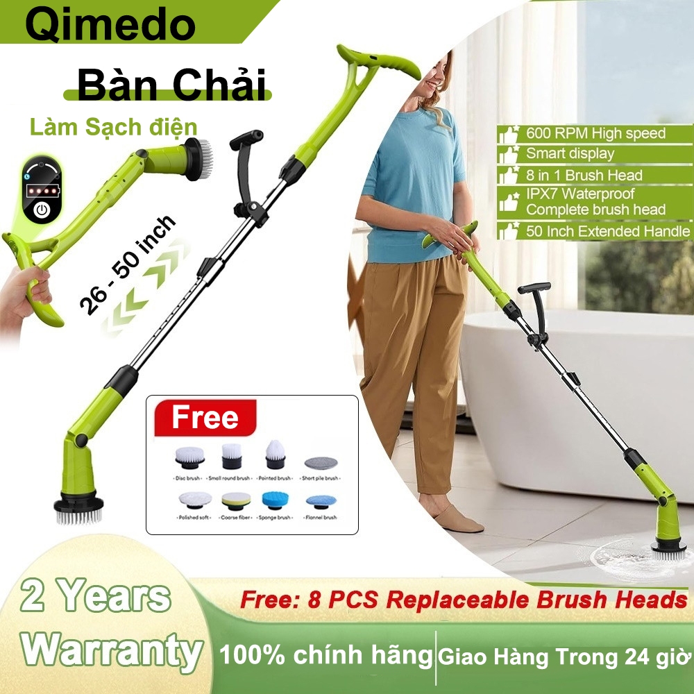 Máy Chà Sàn Đa Năng Không Dây Qimedo -TẶNG NGAY 8 Đầu Chà - Chà Nhà Tắm, Sàn, Rửa Xe-3 Tốc Độ