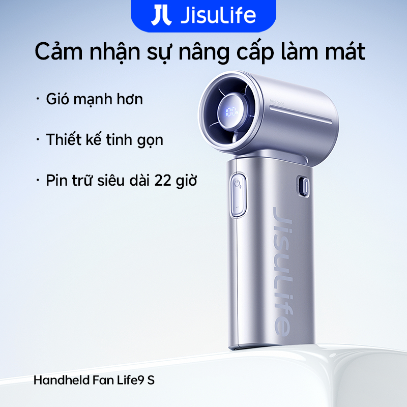 【Mới】Quạt cầm tay JisuLife 9S mini nhỏ gọn gió mạnh pin 22h màn hình LED vỏ điện sắc hiện đại ngoài trời để bàn dạo phố