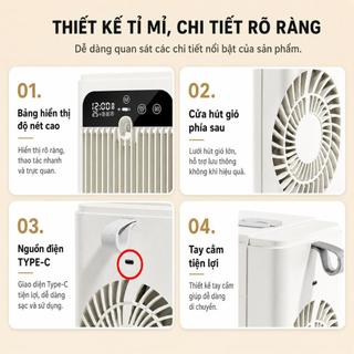 Quạt điều hòa di động máy làm mát quạt hơi nước quạt mini 500ml 2000mAh TypeC 2 tốc độ gió làm mát xe du lịch phòng ngủ