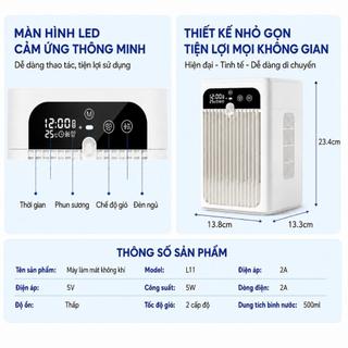 Quạt điều hòa di động máy làm mát quạt hơi nước quạt mini 500ml 2000mAh TypeC 2 tốc độ gió làm mát xe du lịch phòng ngủ