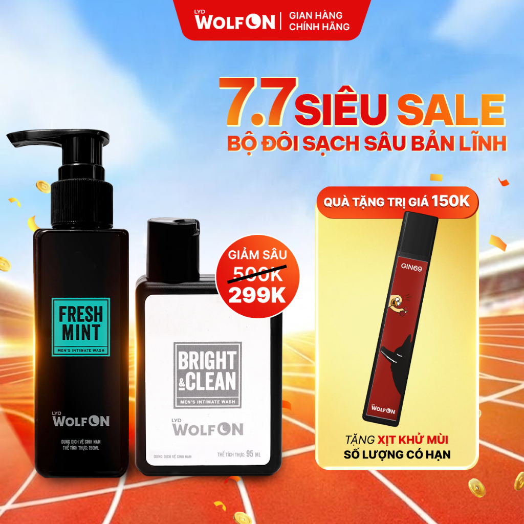 Combo Dung Dịch Vệ Sinh Fresh Mint 150ml - Dung Dịch Vệ Sinh Nam Giới 95ml LYD Wolf On