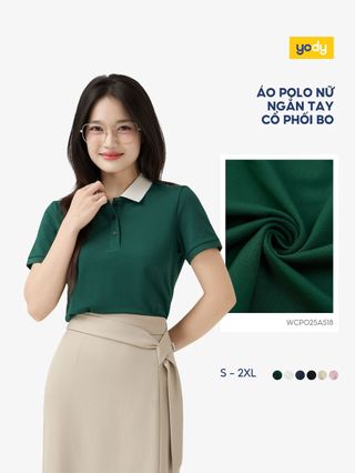 Áo Polo Nữ YODY vải Mắt Chim Cổ Phối Bo Co Giãn Thông Thoáng WCPO26A052