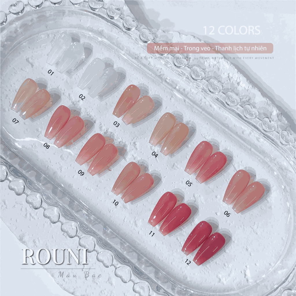 ROUNI Jelly Nude Collection Tone Hồng Nude Thạch Hồng Trong Suốt Tôn Da Mềm Mại Tự Nhiên Hot Trend