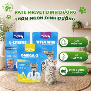 Pate Mèo MR.VET 70G – Thức Ăn Ướt Cho Mèo, Nhiều Thịt, Mềm Dễ Ăn, Hỗ Trợ Tiêu Hóa,Cho Mèo Từ 2 Tháng
