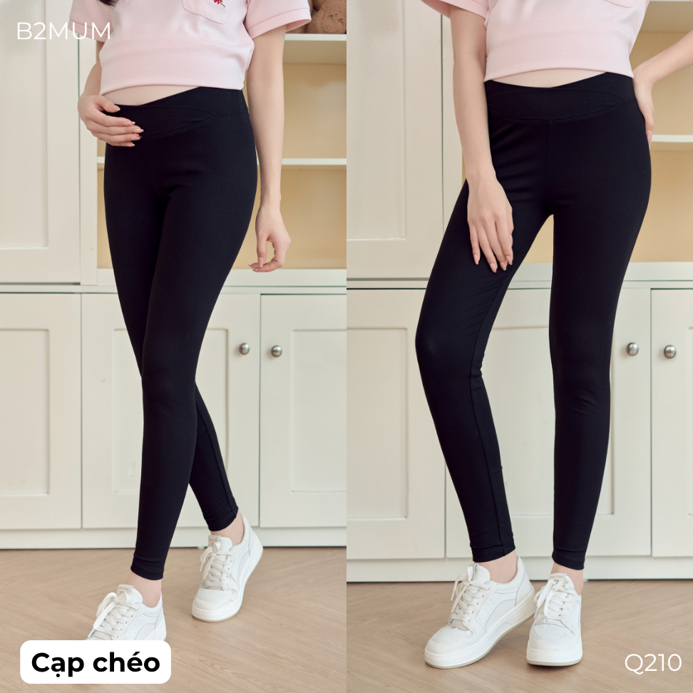 Quần bầu quần Legging đáp bụng, cạp chéo chất zip không xù, không cắn chỉ, co giãn tốt Q277 Q210 Thiết kế by B2MUM