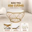Bàn Trà Kim Cương Mặt Kính Cường Lực 8mm Khung Sắt Sơn Tĩnh Điện 55x45cm