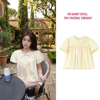 Áo Babydoll Nữ Gió Su Mềm Cổ Sen Dáng Bí Tay Bồng – Áo Kiểu Tiểu Thư Hàn Quốc Nàng Thơ BAP Studio - A173
