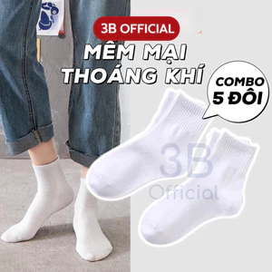 Tất vớ nam nữ cổ ngắn 3B trắng học sinh phong cách Hàn Quốc [ảnh thật]