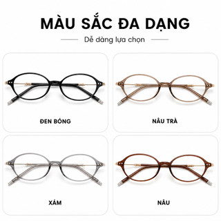 Kính Cận Dáng Oval Nữ Y2k01 Eye Plus Kính Nhựa Tròn Chuôi Kim Loại Bọc Nhựa Kiểu Dáng Thời Trang