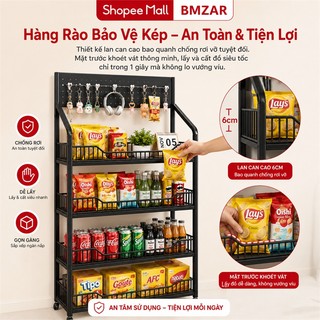 BMZAR Kệ để hàng tạp hoá có bánh xe Kệ sắt 5 tầng Kệ siêu thị đựng đồ [Bồi thường 100% thiệt hại]
