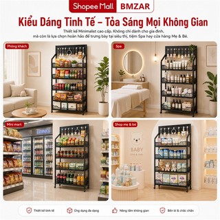 BMZAR Kệ để hàng tạp hoá có bánh xe Kệ sắt 5 tầng Kệ siêu thị đựng đồ [Bồi thường 100% thiệt hại]