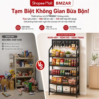 BMZAR Kệ để hàng tạp hoá có bánh xe Kệ sắt 5 tầng Kệ siêu thị đựng đồ [Bồi thường 100% thiệt hại]