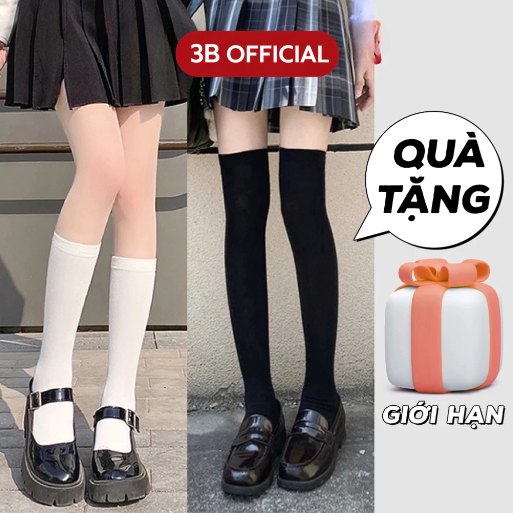 Tất vớ cao cổ 3B phong cách Hàn Quốc tất trắng đen bắp đùi ,tất CT, tất kẻ xọc, bigsize chất Cotton nhiều size[Ảnh thật]