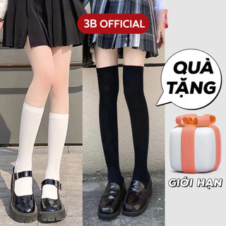 Tất vớ cao cổ 3B phong cách Hàn Quốc tất trắng đen bắp đùi ,tất CT, tất kẻ xọc, bigsize chất Cotton nhiều size[Ảnh thật]