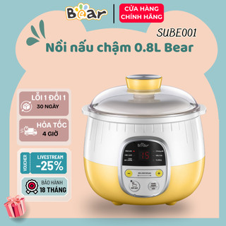 Nồi Nấu Chậm Bear SUBE001 Đa Năng 0.8L Có Lồng Hấp Nấu Cháo Chè Chưng Yến Hầm Xương Màu Vàng