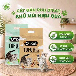 Cát Vệ Sinh Mèo Tofu O’Kat – Vón Cục Nhanh, Ít Bụi, Dễ Dọn, Hương Trà Xanh/Cafe (7L – 3.5kg)