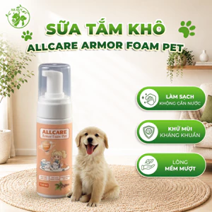 Sữa Tắm Khô Thú Cưng Allcare Armor Foam Pet 150ml – Làm Sạch Nhanh, Khử Mùi, Không Cần Nước, Nano Silver Diệt Khuẩn