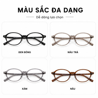 Kính Cận Dáng Oval Nam Nữ 28171 Eye Plus Gọng Kính Nhựa Nguyên Chất Chống Ánh Sáng Xanh Thời Trang